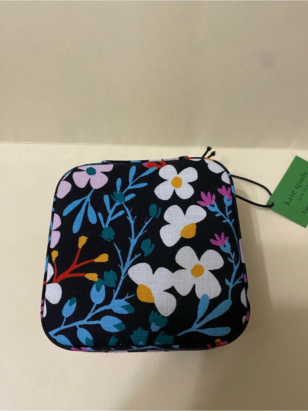 Kate Spade travel organizer Black with Floral Pink, Teal & Yellow Accents - Picture 2 of 9